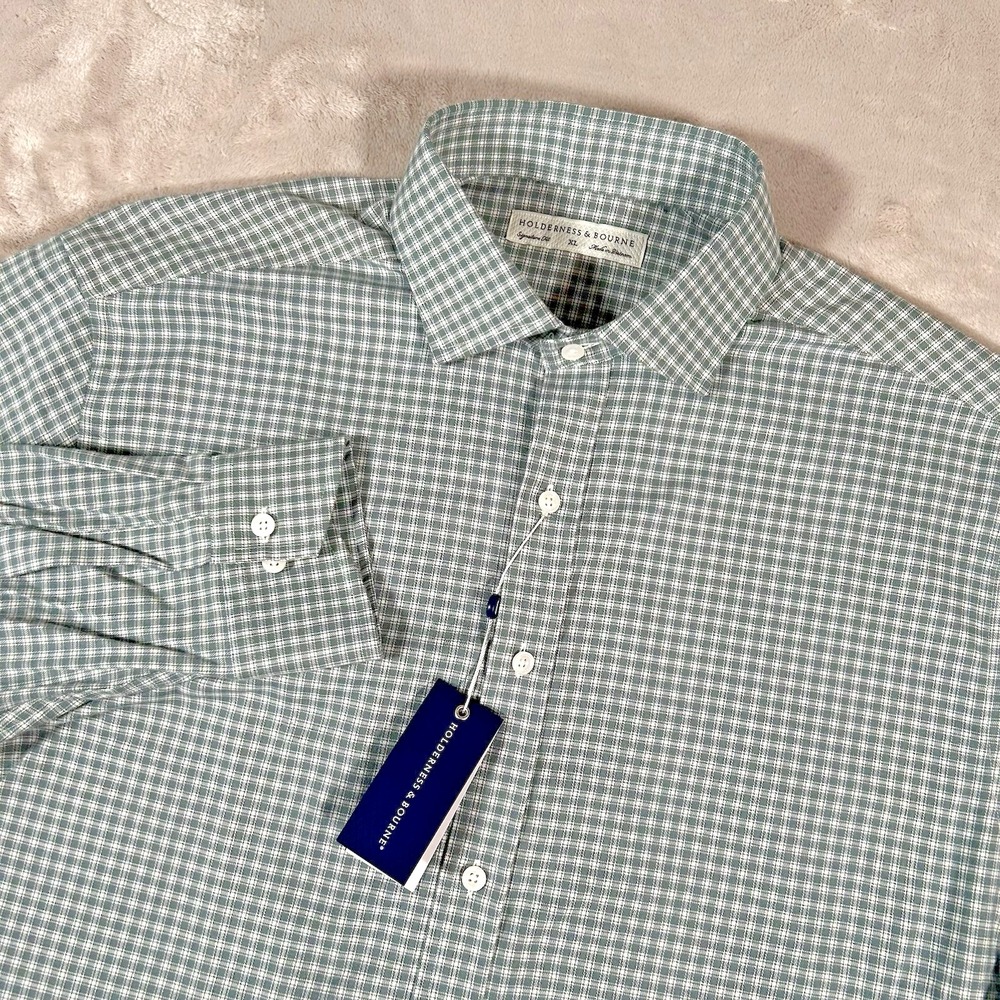 Holderness & Bourne The McColl Sport Shirt Mens XL Ivy Green Plaid Button Up New